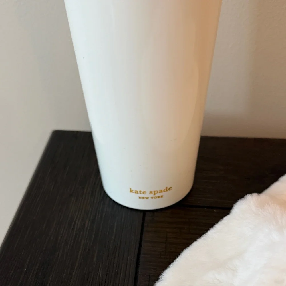 I Do, White Fuzzy Slippers and Kate Spade Tumbler